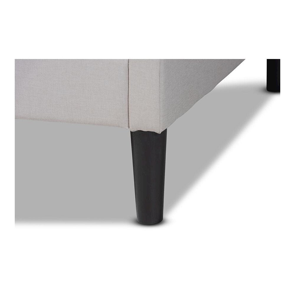 Beige Fabric Upholstered and Dark Brown Finished Wood Full Size Daybed