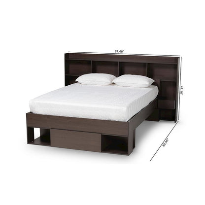 Baxton Studio Dexton Modern and Contemporary Dark Brown Finished Wood Queen Size Platform Storage Bed