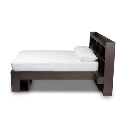 Baxton Studio Dexton Modern and Contemporary Dark Brown Finished Wood Queen Size Platform Storage Bed