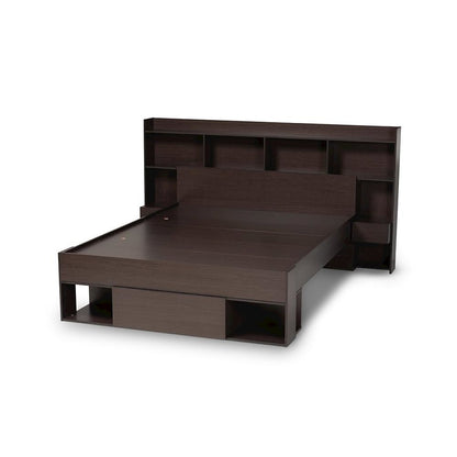 Baxton Studio Dexton Modern and Contemporary Dark Brown Finished Wood Queen Size Platform Storage Bed