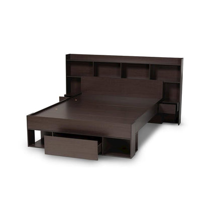 Baxton Studio Dexton Modern and Contemporary Dark Brown Finished Wood Queen Size Platform Storage Bed