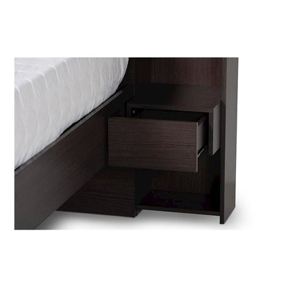 Baxton Studio Dexton Modern and Contemporary Dark Brown Finished Wood Queen Size Platform Storage Bed