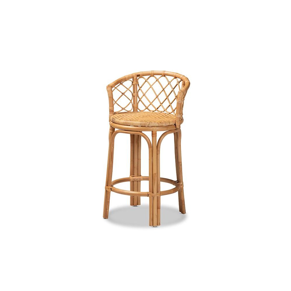 bali & pari Orchard Modern Bohemian Natural Brown Rattan Counter Stool