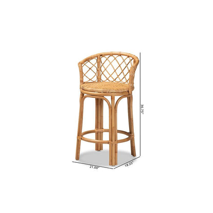 bali & pari Orchard Modern Bohemian Natural Brown Rattan Counter Stool