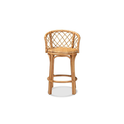 bali & pari Orchard Modern Bohemian Natural Brown Rattan Counter Stool