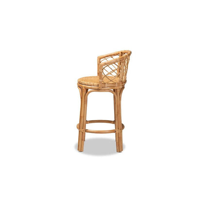bali & pari Orchard Modern Bohemian Natural Brown Rattan Counter Stool