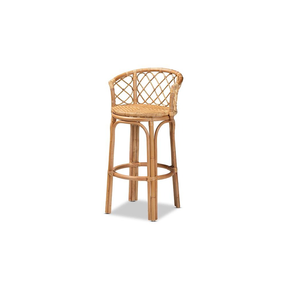 bali & pari Orchard Modern Bohemian Natural Brown Rattan Bar Stool