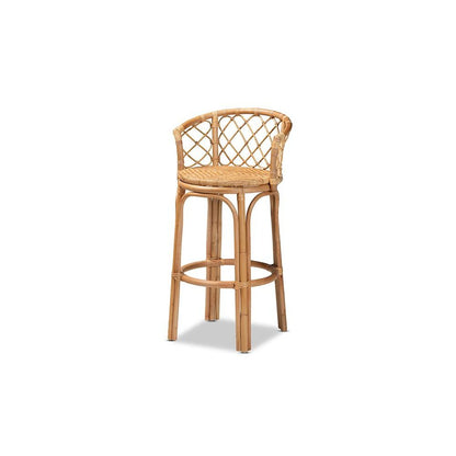 bali & pari Orchard Modern Bohemian Natural Brown Rattan Bar Stool