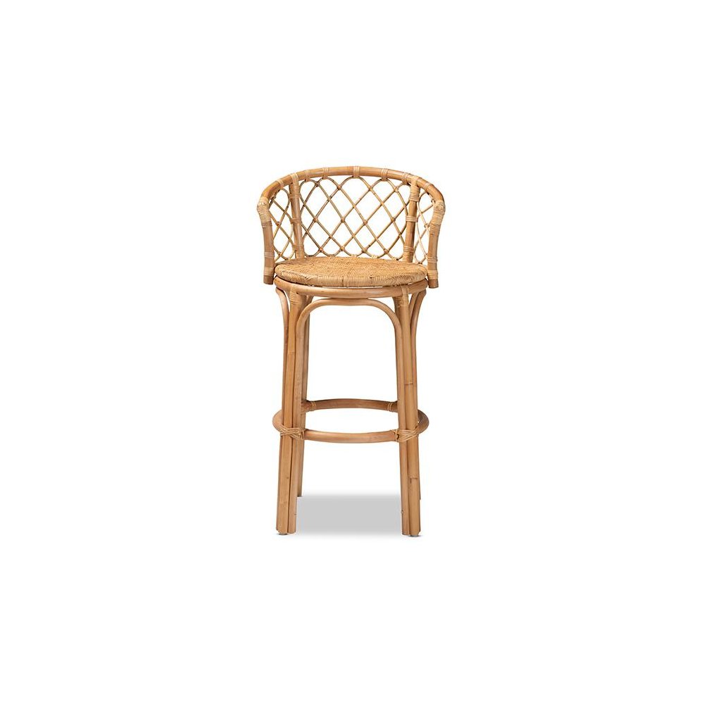 bali & pari Orchard Modern Bohemian Natural Brown Rattan Bar Stool