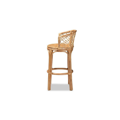 bali & pari Orchard Modern Bohemian Natural Brown Rattan Bar Stool
