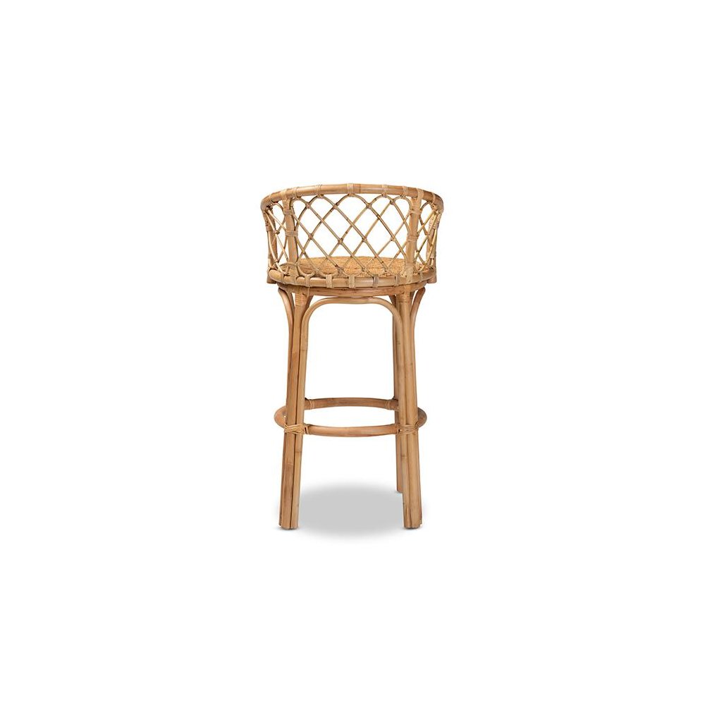 bali & pari Orchard Modern Bohemian Natural Brown Rattan Bar Stool
