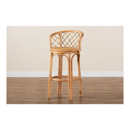 bali & pari Orchard Modern Bohemian Natural Brown Rattan Bar Stool