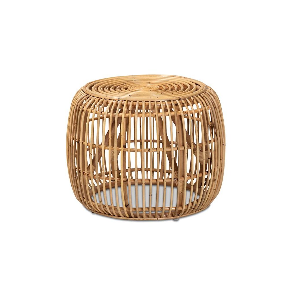 bali & pari Maverick Modern Bohemian Natural Brown Rattan End table