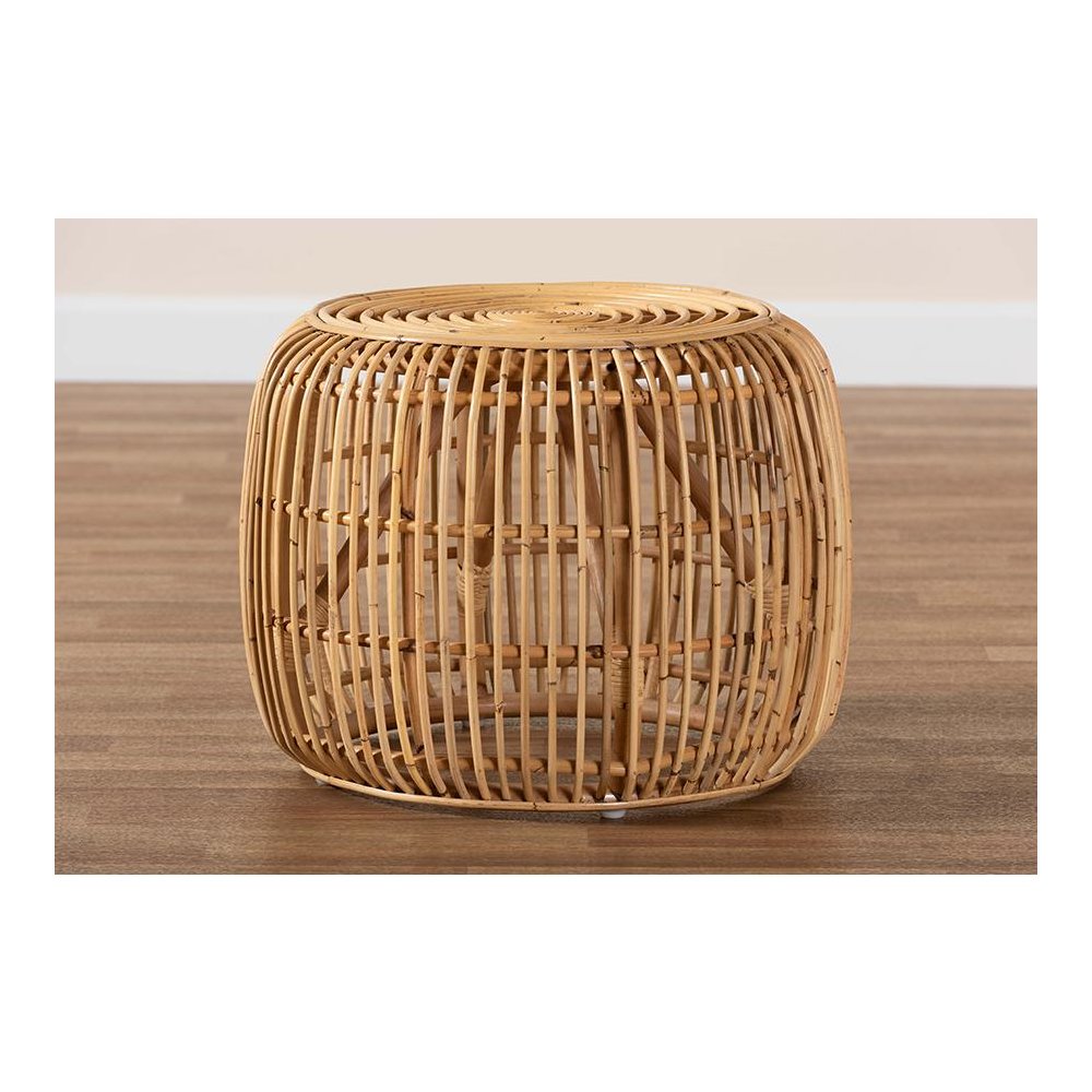 bali & pari Maverick Modern Bohemian Natural Brown Rattan End table