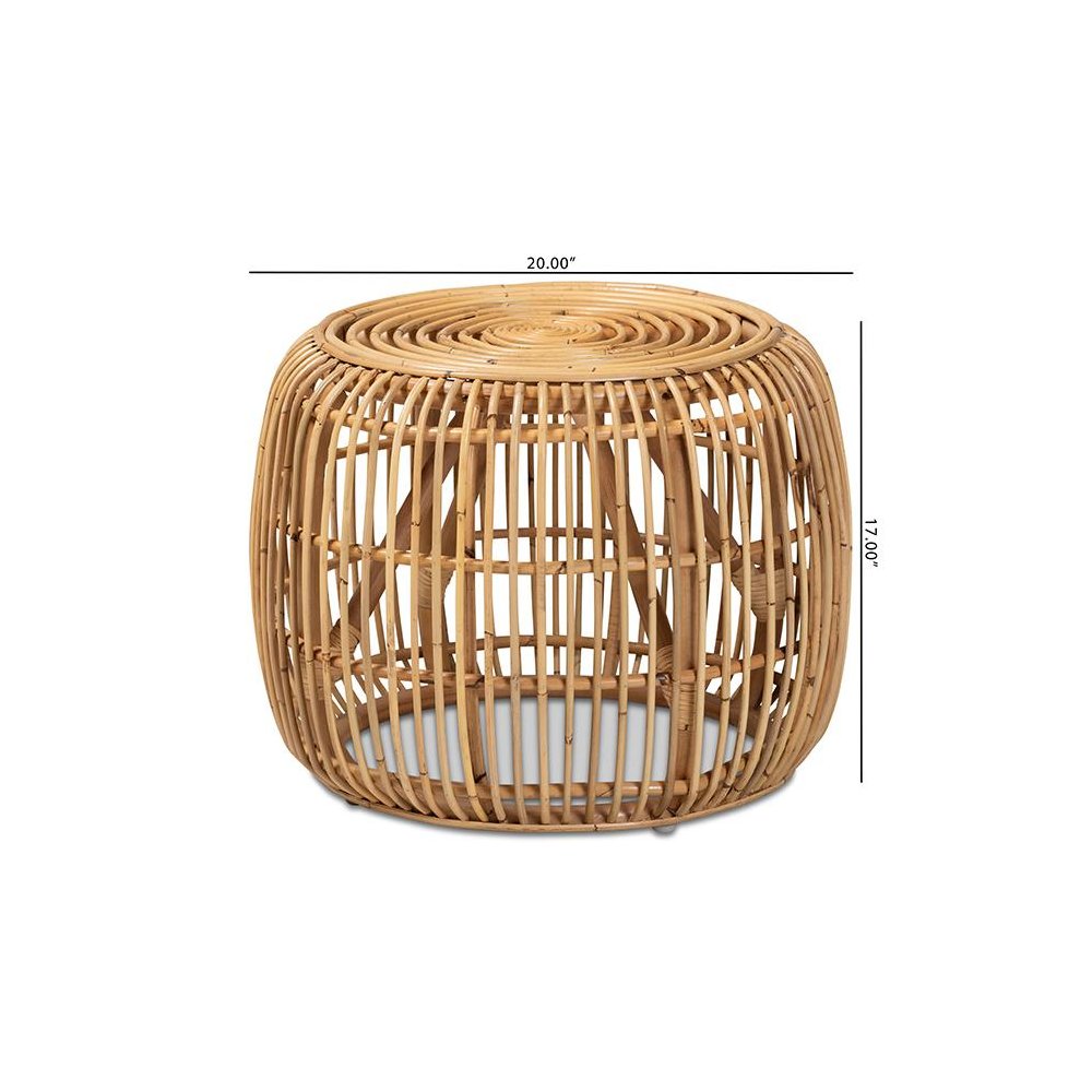 bali & pari Maverick Modern Bohemian Natural Brown Rattan End table