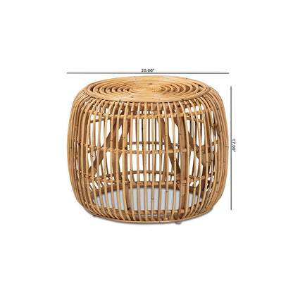 bali & pari Maverick Modern Bohemian Natural Brown Rattan End table