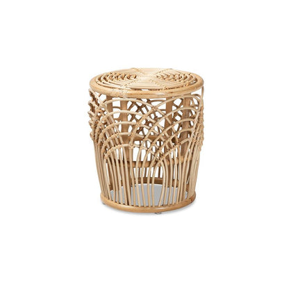 bali & pari Edena Modern Bohemian Natural Brown Finished Rattan End Table
