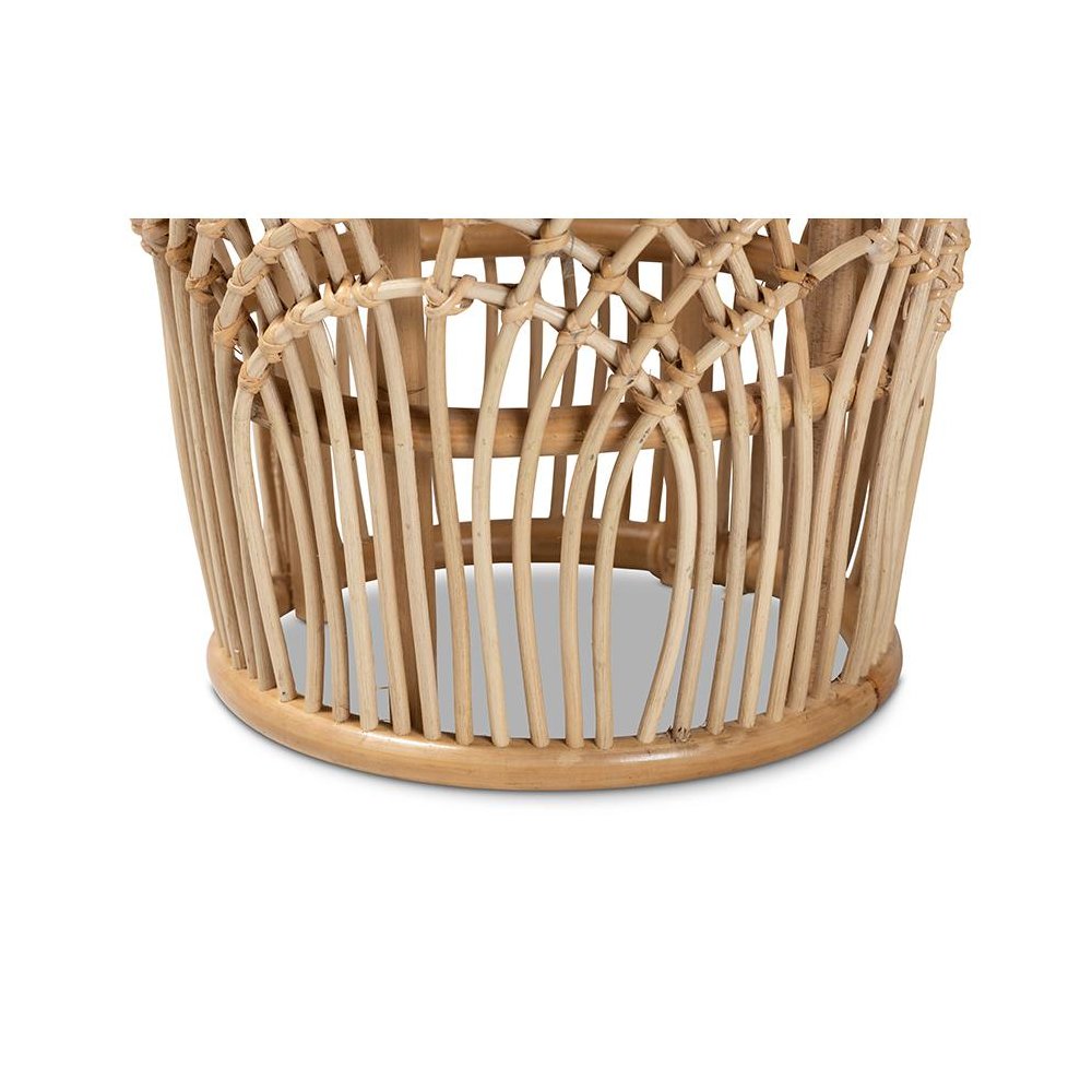 bali & pari Edena Modern Bohemian Natural Brown Finished Rattan End Table