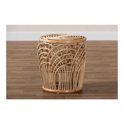 bali & pari Edena Modern Bohemian Natural Brown Finished Rattan End Table