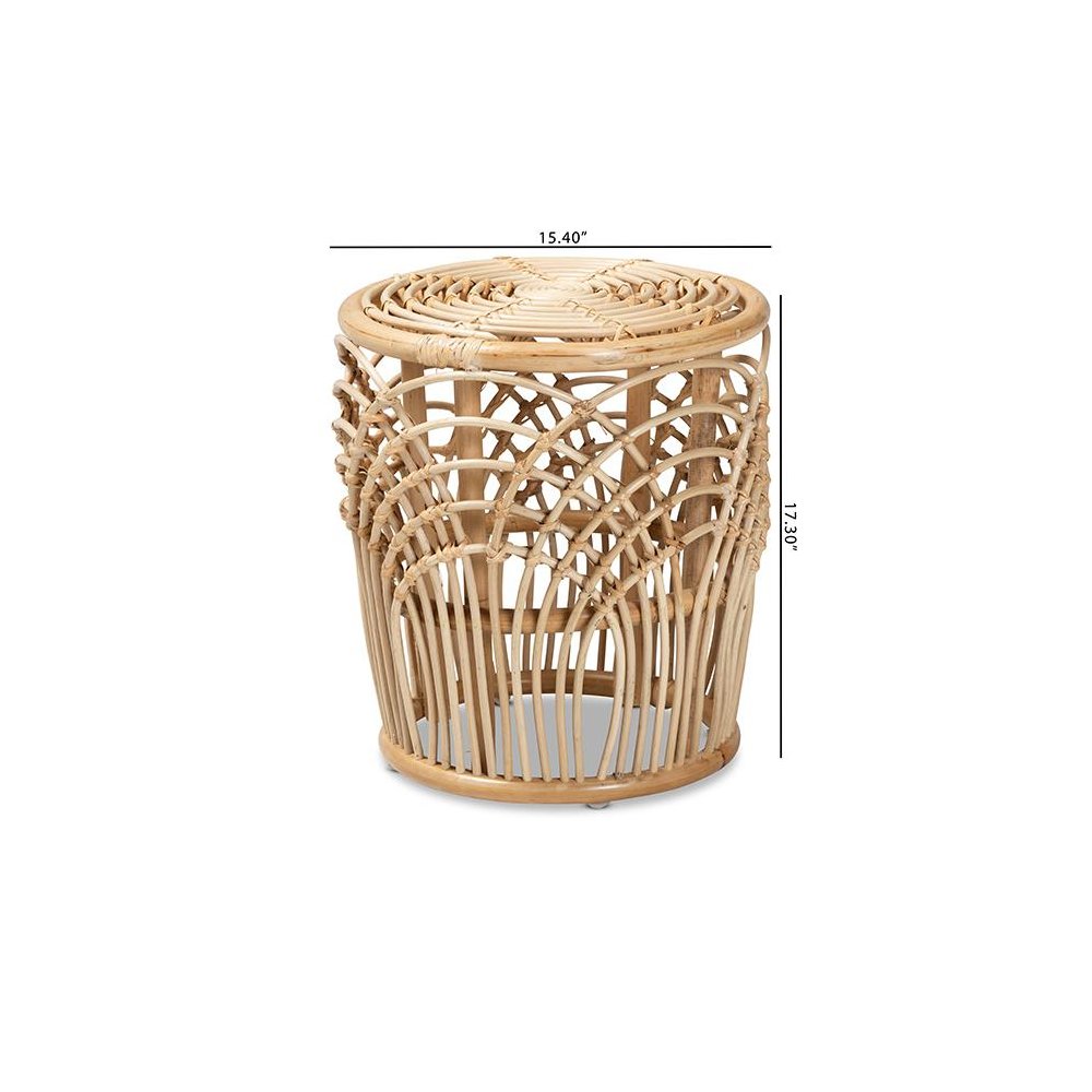 bali & pari Edena Modern Bohemian Natural Brown Finished Rattan End Table
