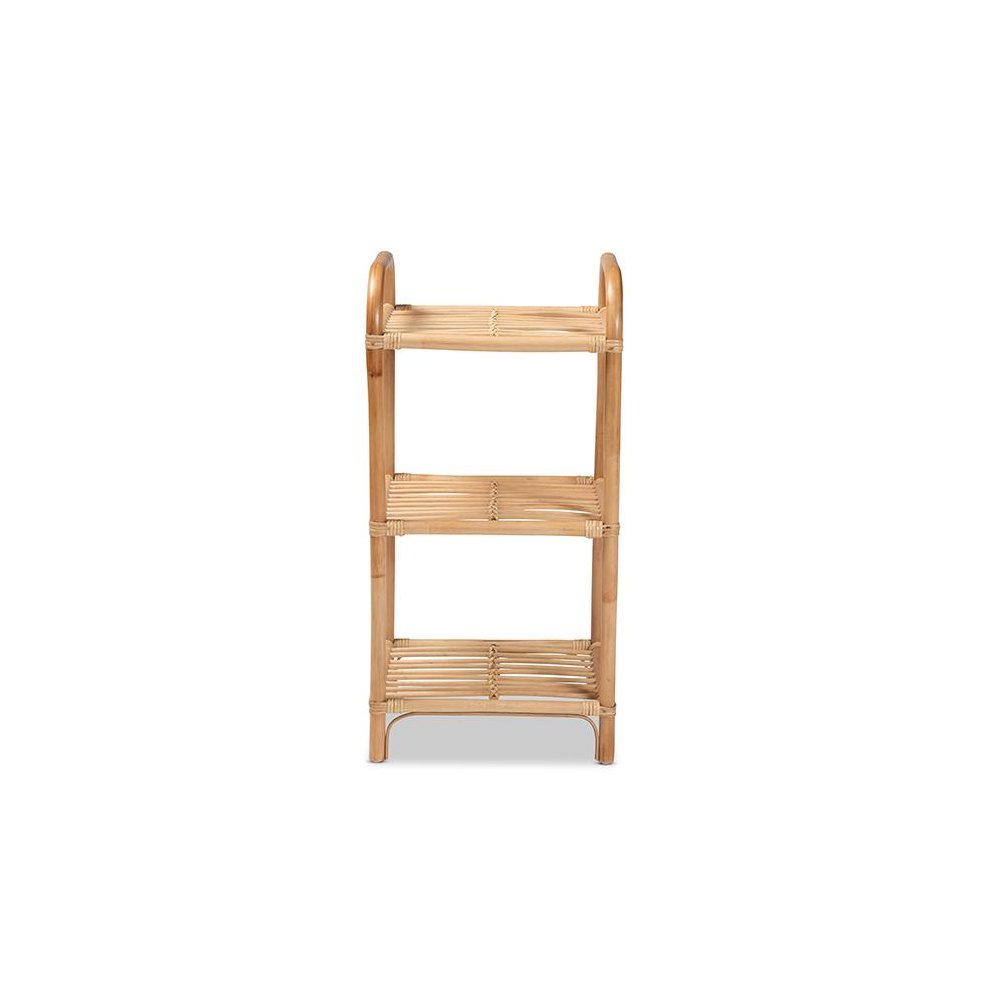 Bohemian Natural Brown Finished Rattan 3-Tier Display Shelf