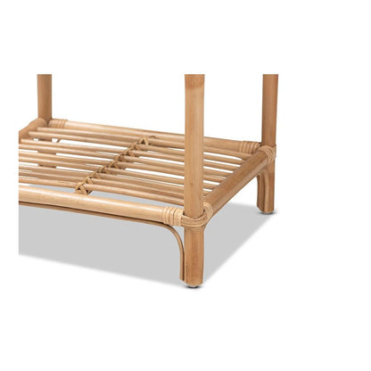 Bohemian Natural Brown Finished Rattan 3-Tier Display Shelf