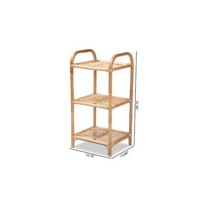 Bohemian Natural Brown Finished Rattan 3-Tier Display Shelf