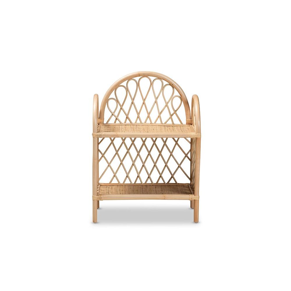 bali & pari Hammond Modern Bohemian Natural Brown Rattan 2-Tier Display Shelf