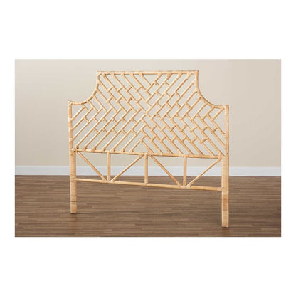 Bohemian Natural Brown Rattan Queen Size Standalone Headboard