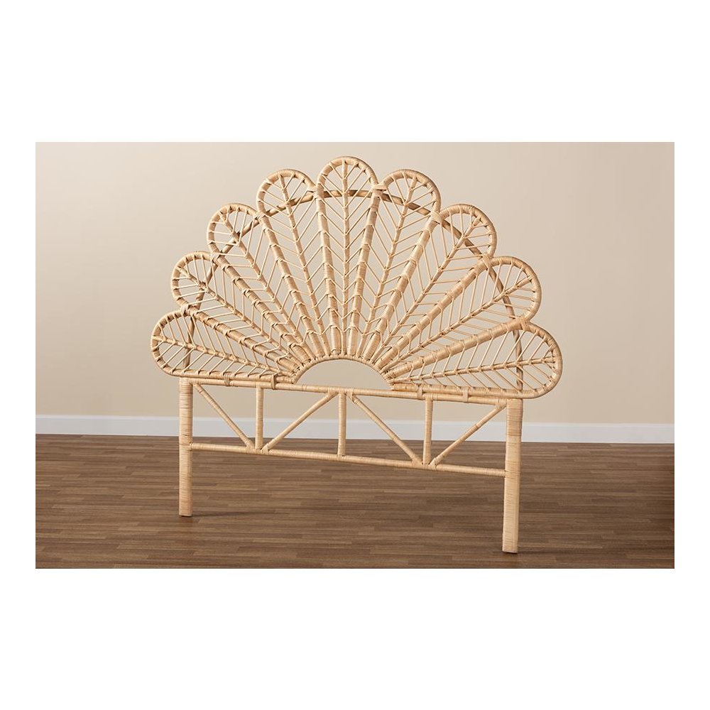 Bohemian Natural Brown Rattan Queen Size Standalone Headboard