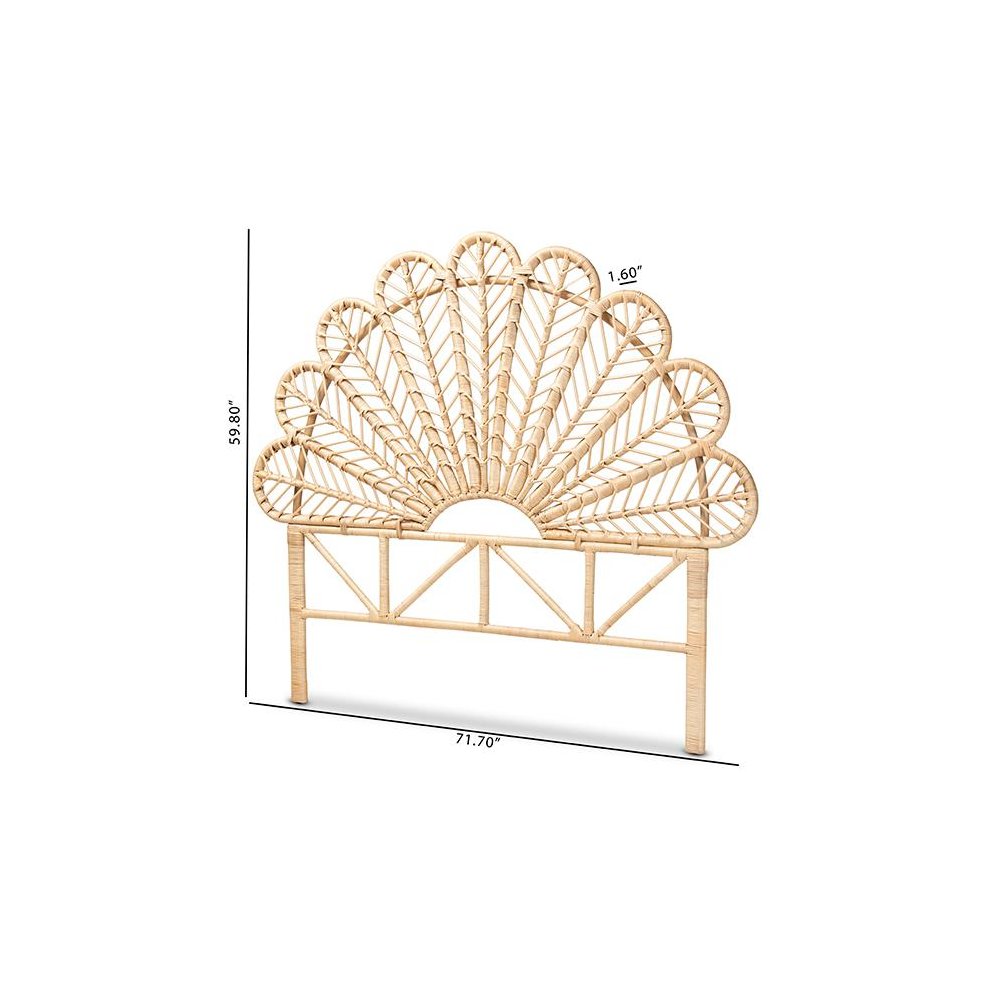 Bohemian Natural Brown Rattan Queen Size Standalone Headboard