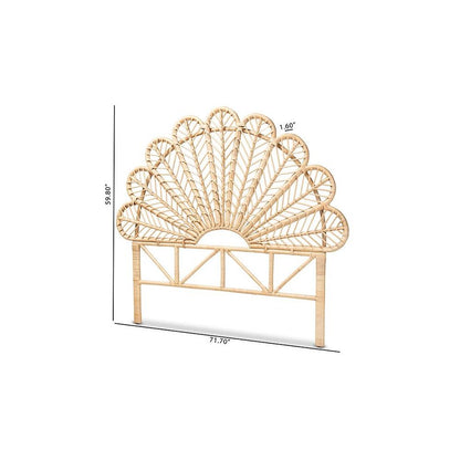 Bohemian Natural Brown Rattan Queen Size Standalone Headboard