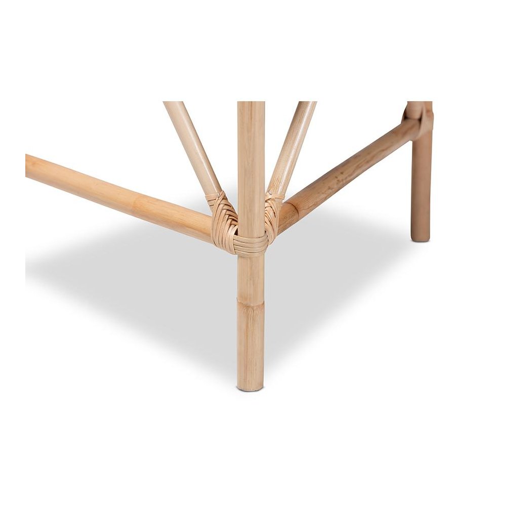 Bohemian Natural Brown Finished Rattan 2-Piece End Table Set
