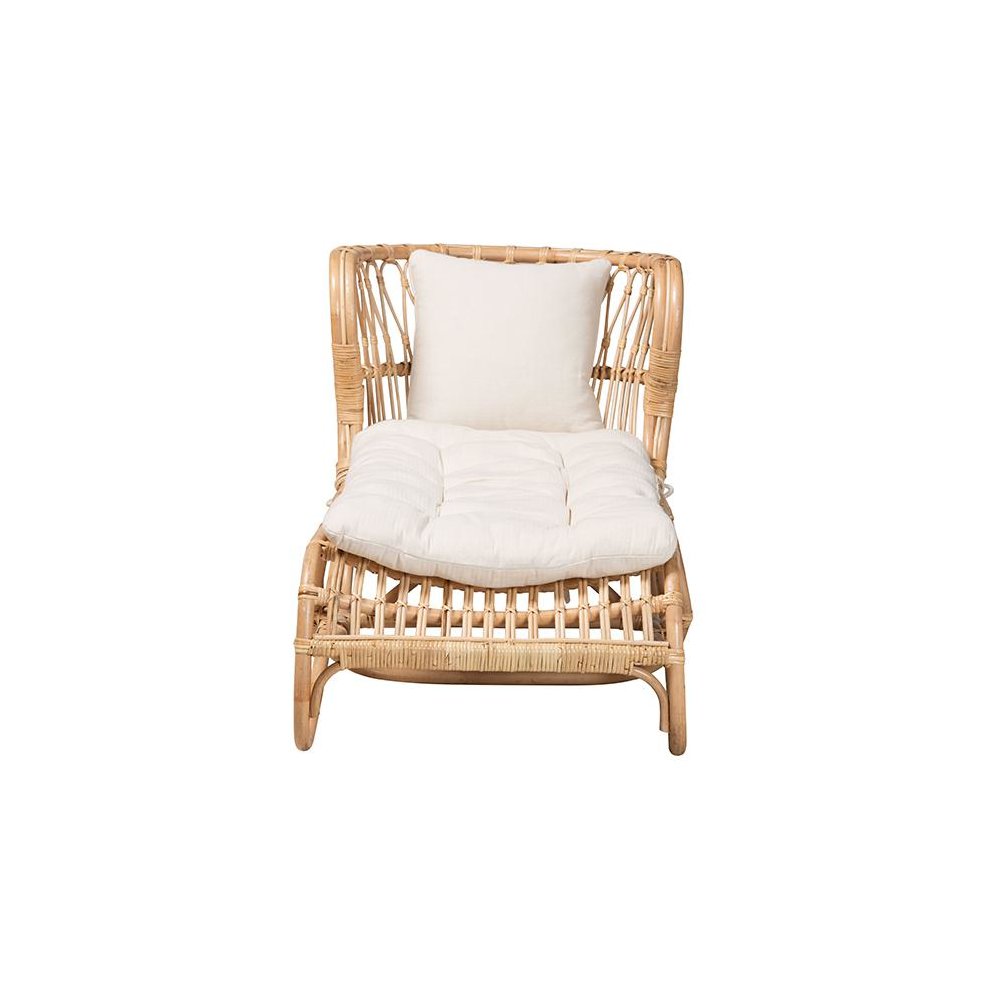 bali & pari Delara Modern Bohemian Natural Brown Rattan Chaise
