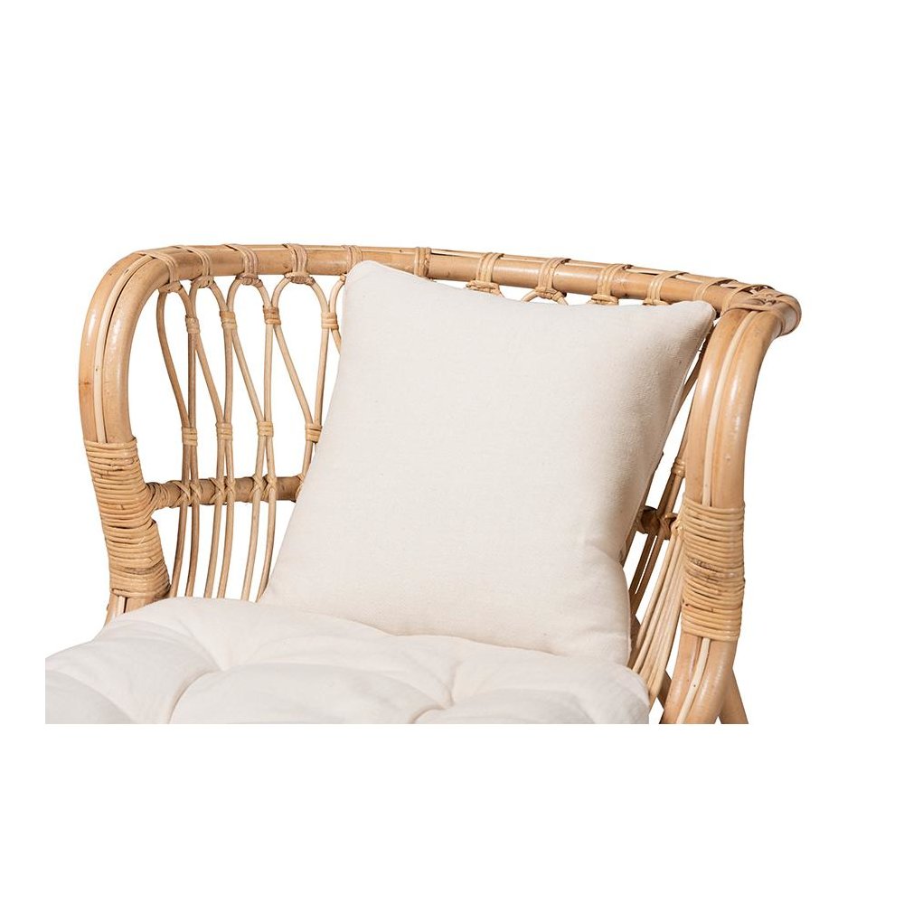 bali & pari Delara Modern Bohemian Natural Brown Rattan Chaise