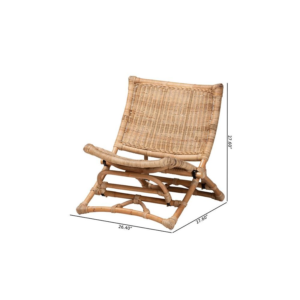 Bohemian Natural Brown Antique Rattan Foldable Lounge Chair