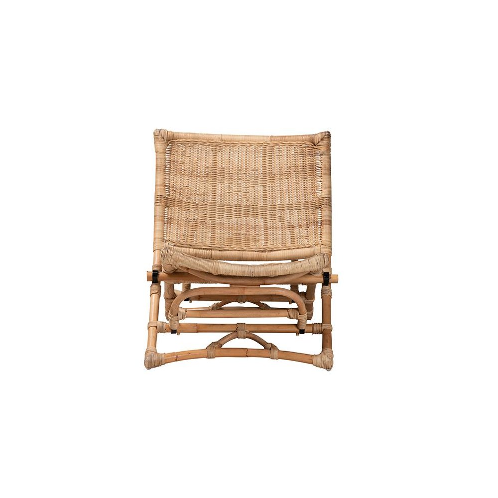 Bohemian Natural Brown Antique Rattan Foldable Lounge Chair
