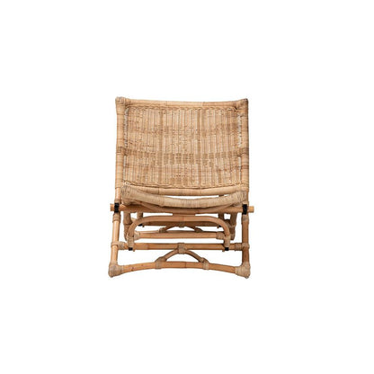 Bohemian Natural Brown Antique Rattan Foldable Lounge Chair