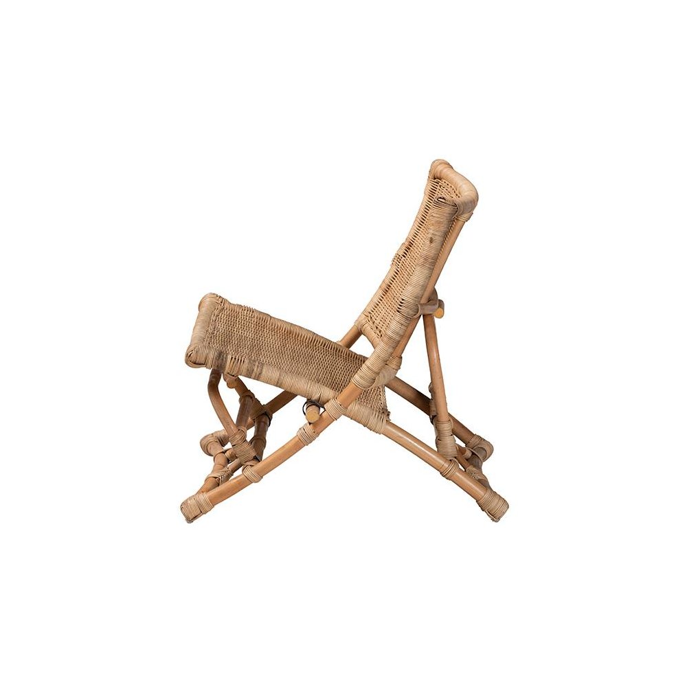 Bohemian Natural Brown Antique Rattan Foldable Lounge Chair