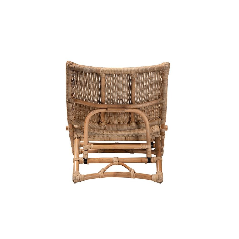 Bohemian Natural Brown Antique Rattan Foldable Lounge Chair
