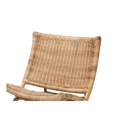 Bohemian Natural Brown Antique Rattan Foldable Lounge Chair