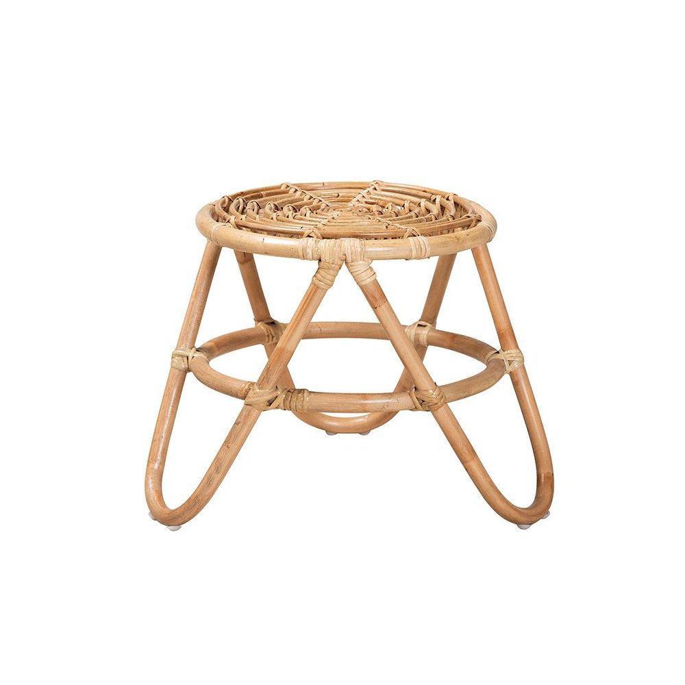 bali & pari Jacinda Modern Bohemian Natural Brown Rattan End Table
