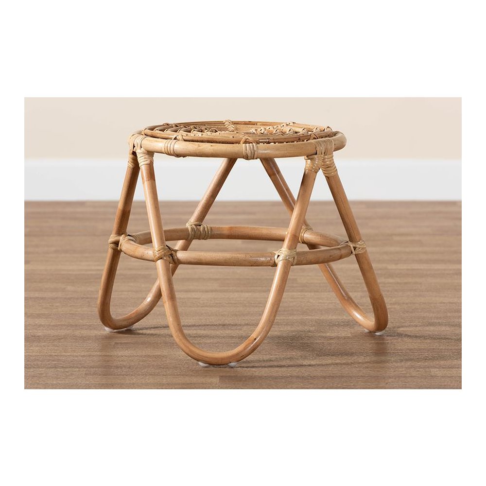 bali & pari Jacinda Modern Bohemian Natural Brown Rattan End Table