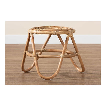 bali & pari Jacinda Modern Bohemian Natural Brown Rattan End Table