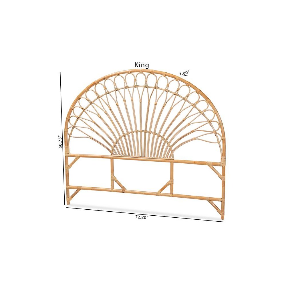 Bohemian Natural Brown Rattan Queen Size Standalone Headboard
