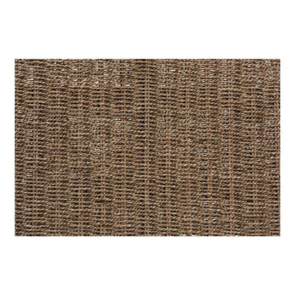 Transitional Natural Seagrass and Mahogany Wood Bench