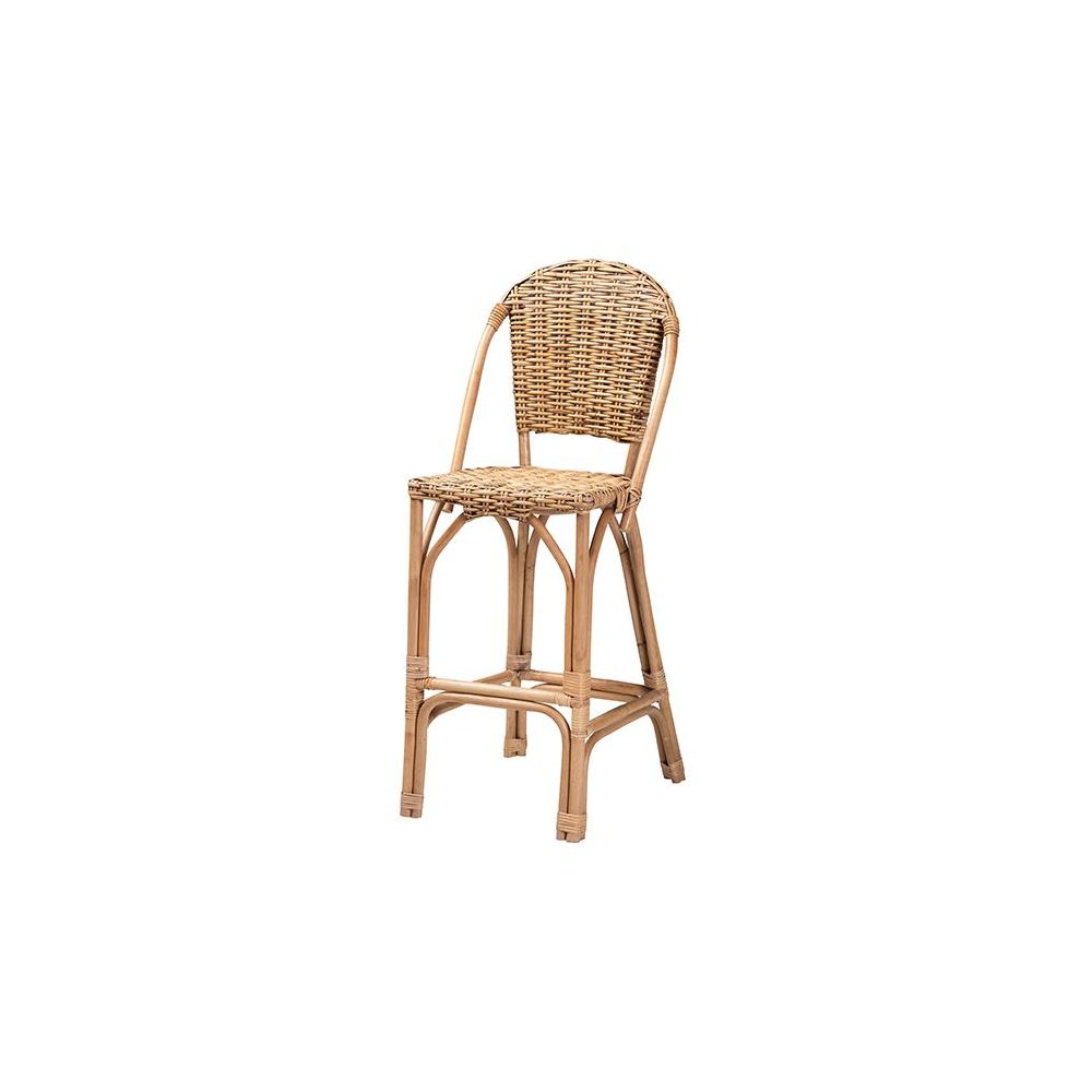 bali & pari Neola Modern Bohemian Natural Rattan Bar Stool