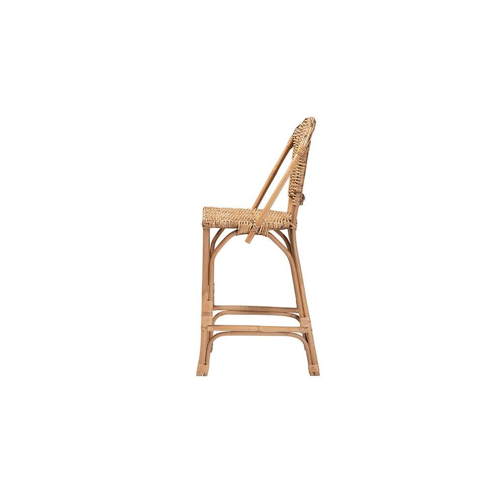 bali & pari Neola Modern Bohemian Natural Rattan Bar Stool