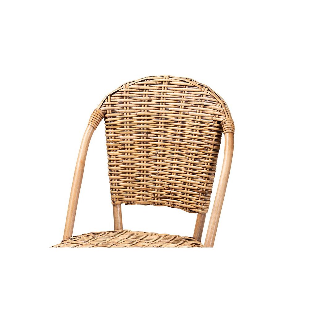 bali & pari Neola Modern Bohemian Natural Rattan Bar Stool