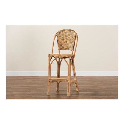 bali & pari Neola Modern Bohemian Natural Rattan Bar Stool